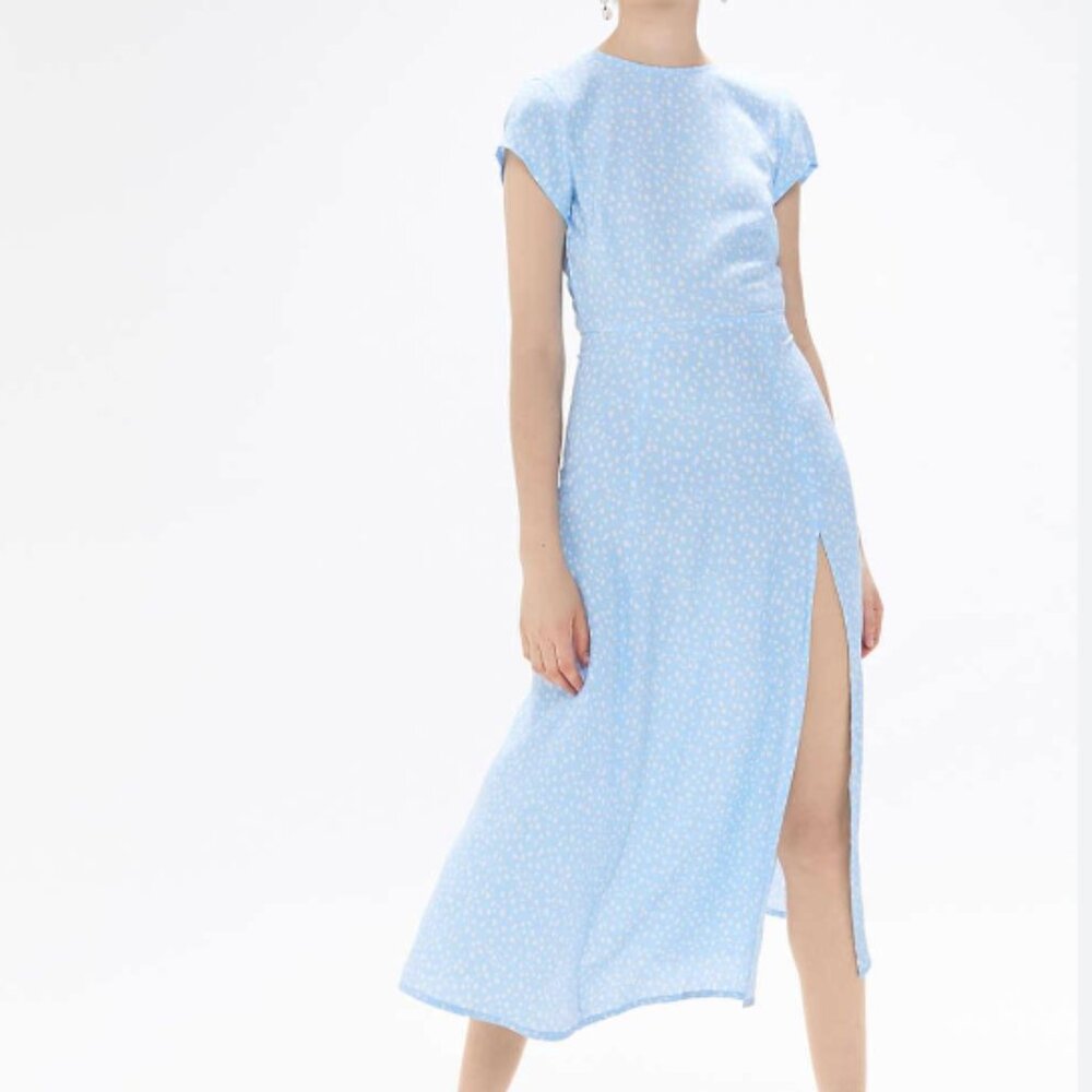 Urban Outfitters Lindsey Cap-Sleeve Side-Slit Midi Dress Size XS